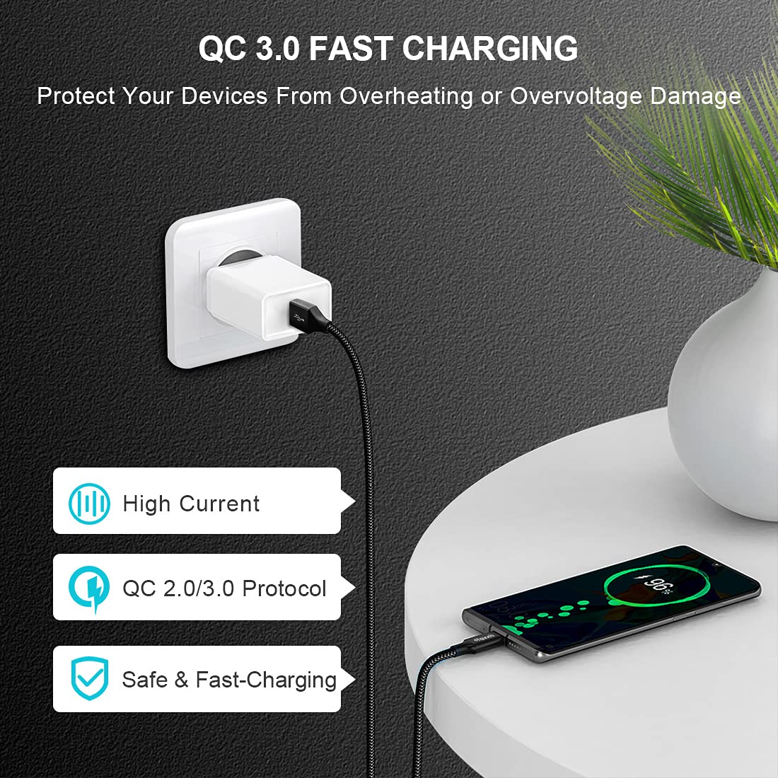 etguuds Extra Short USB C Cable 2Pack 0.15M, USB A to USB C Charger Cable