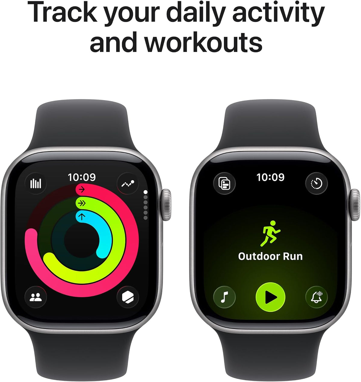 Apple Watch Series 11 GPS 42mm Smartwatch with Space Grey Aluminium Case with Black Sport Band S/M. Sleep Score, Fitness Tracker, Health Monitoring, Always-On Display, Water Resistant
