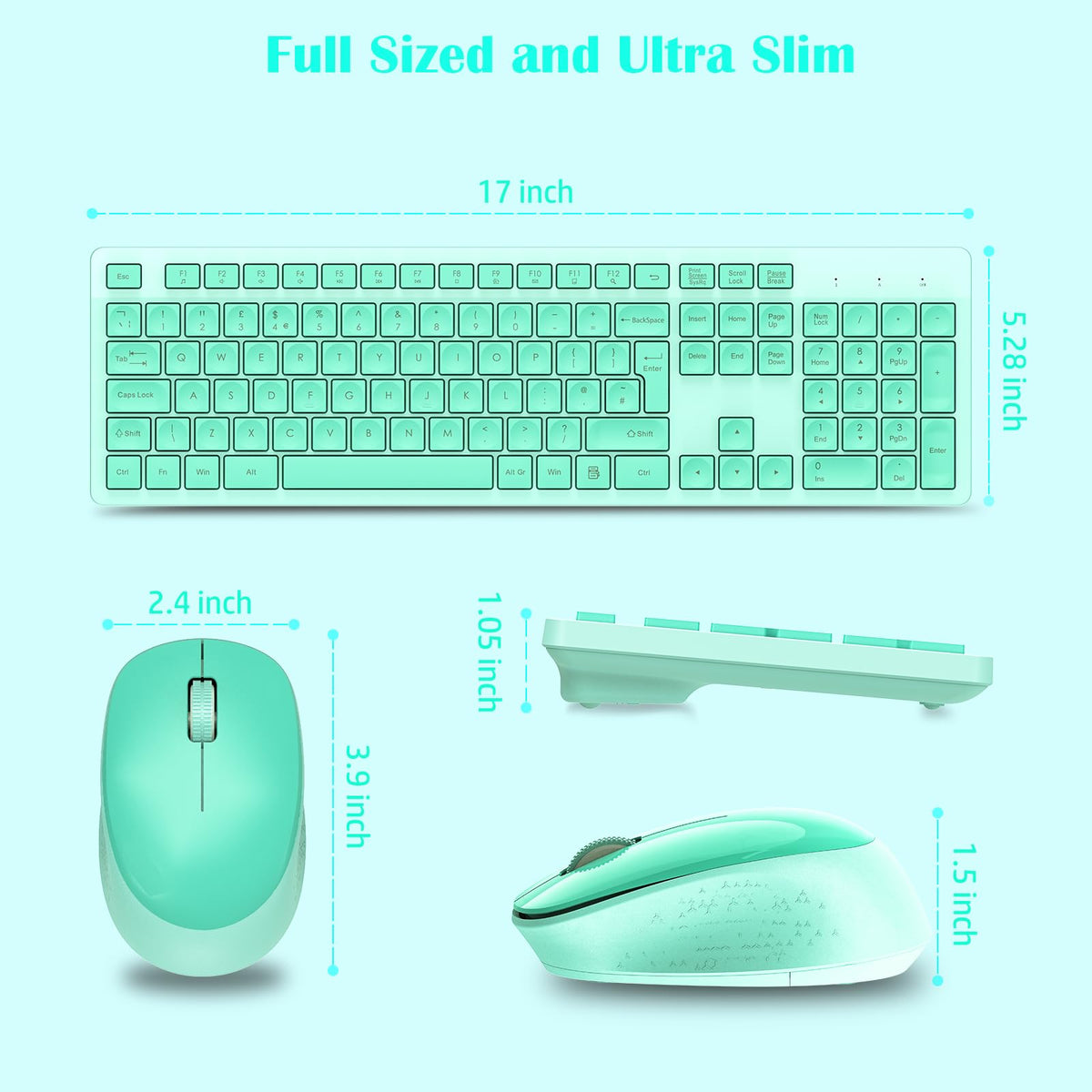 LeadsaiL Wireless Keyboard and Mouse Set, 2.4GHz USB Computer Keyboards and Mouse Combo, Ergonomic Design with 12 Multimedia Shortcuts for HP/Lenovo Laptop and Mac-Pink