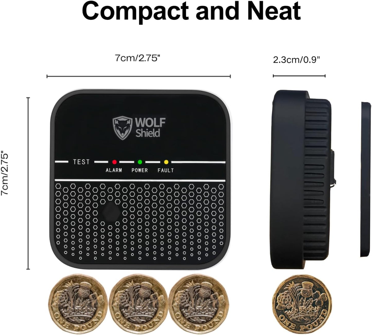Carbon Monoxide Detector, 10-Year Sealed Battery, EN 50291-1:2018 Certified, 85dB Siren, CO Detector for Home, Caravan, Camping & Travel, Black