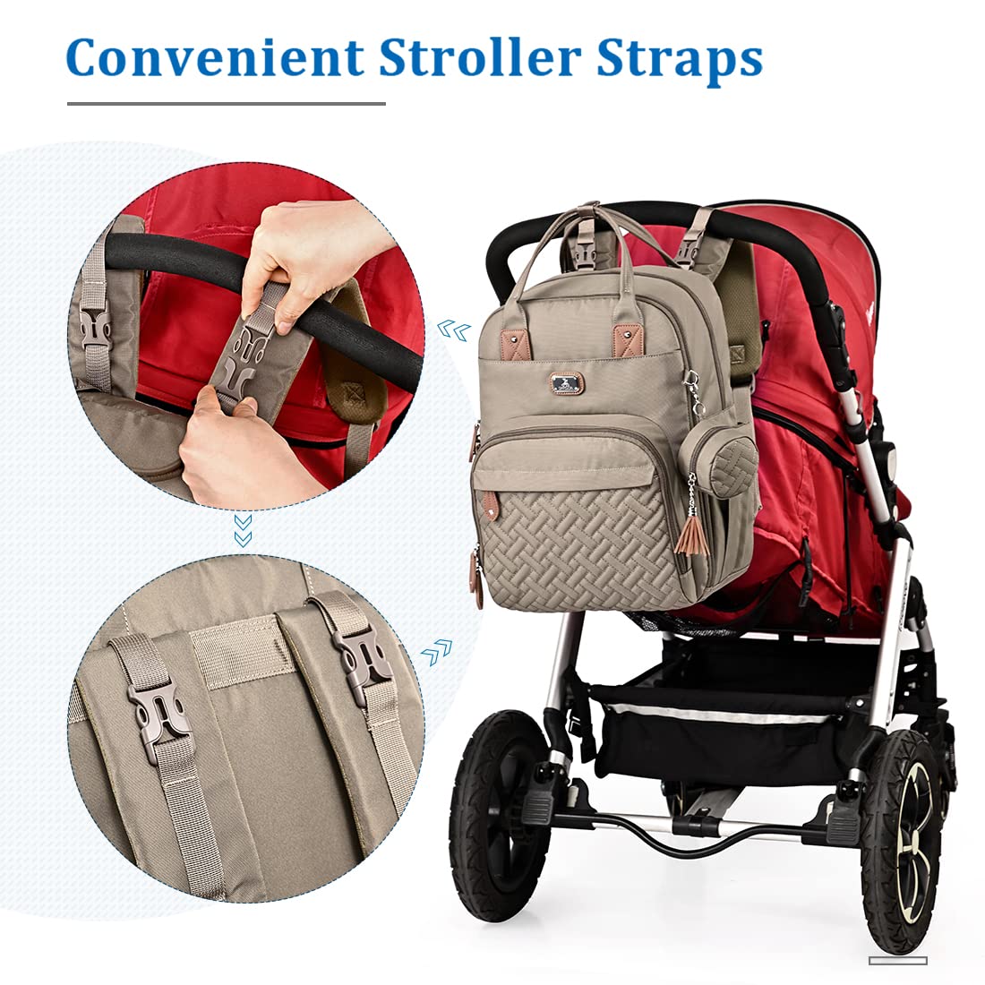 Dikaslon Baby Changing Bag Backpack, Large Nappy Back Pack Multifunction Baby Bags with Portable Changing Mat, Pacifier Holder, and Stroller Straps, for Mom and Dad