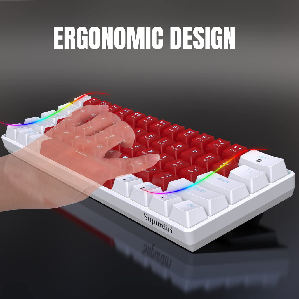Snpurdiri 2.4G 60% Wireless Gaming Keyboard and Mouse Combo (White-Grey)