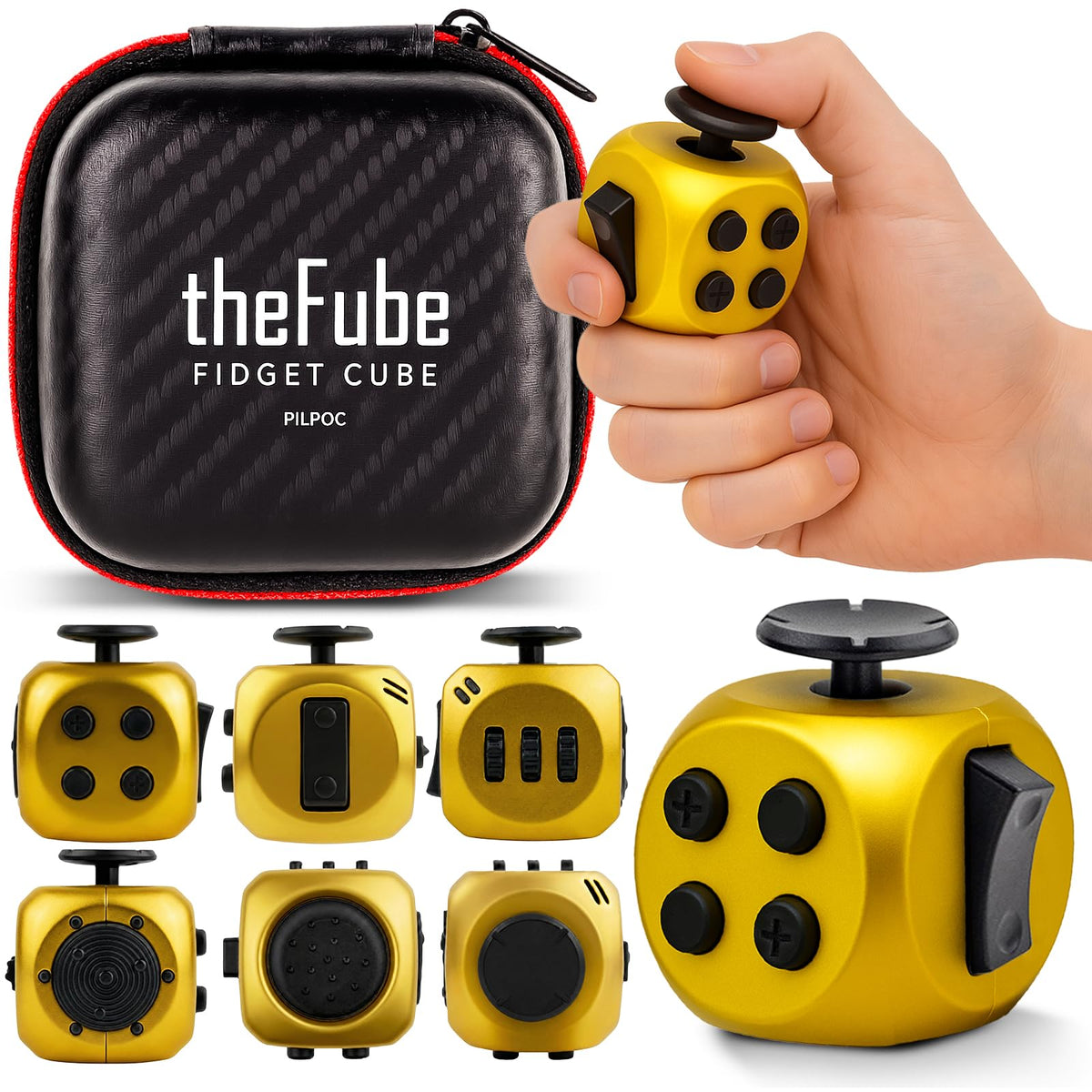 PILPOC theFube Fidget Cube Handy Anxiety Toys for Kids and Adults (Black)