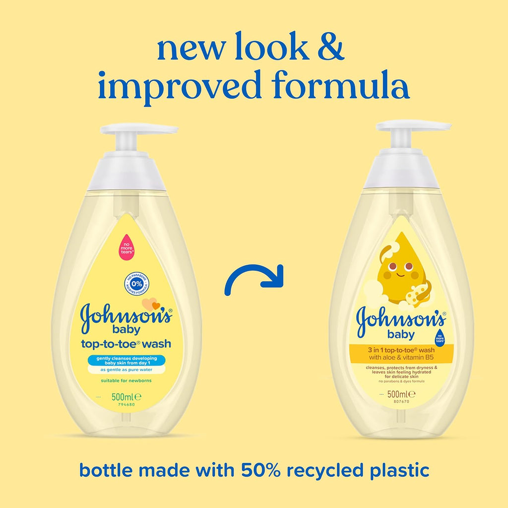 Johnson’s Baby 3 in 1 Top-to-Toe Wash, 500ml (Pack of 1) NO More TEARS®