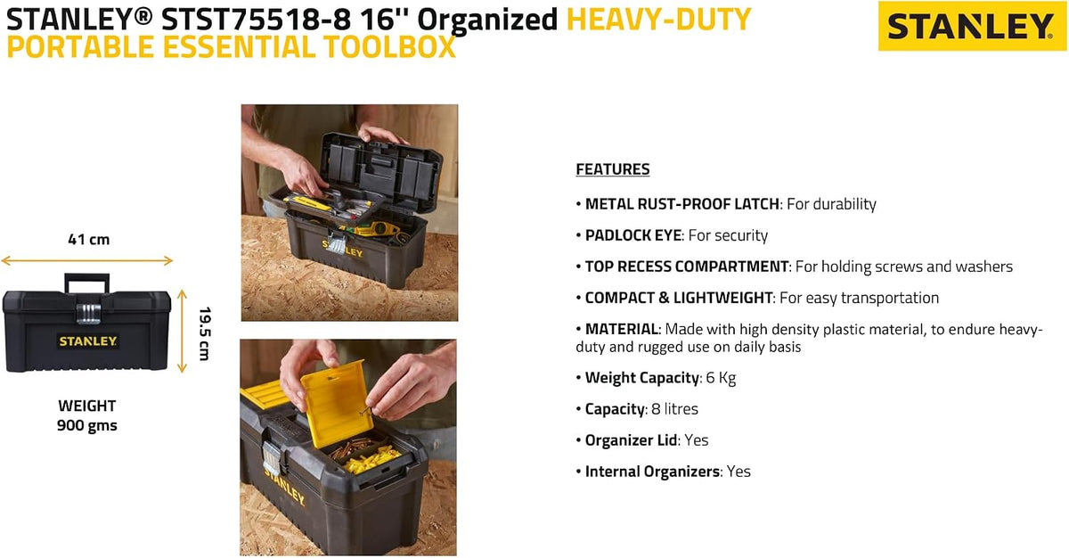 STANLEY 16in Essential Lightweight Tool Box, STST1-75518