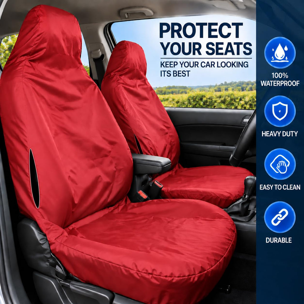 BLKWPSPFP920 Heavy Duty Black Waterproof Car Seat Covers/Protectors - 2 x Fronts