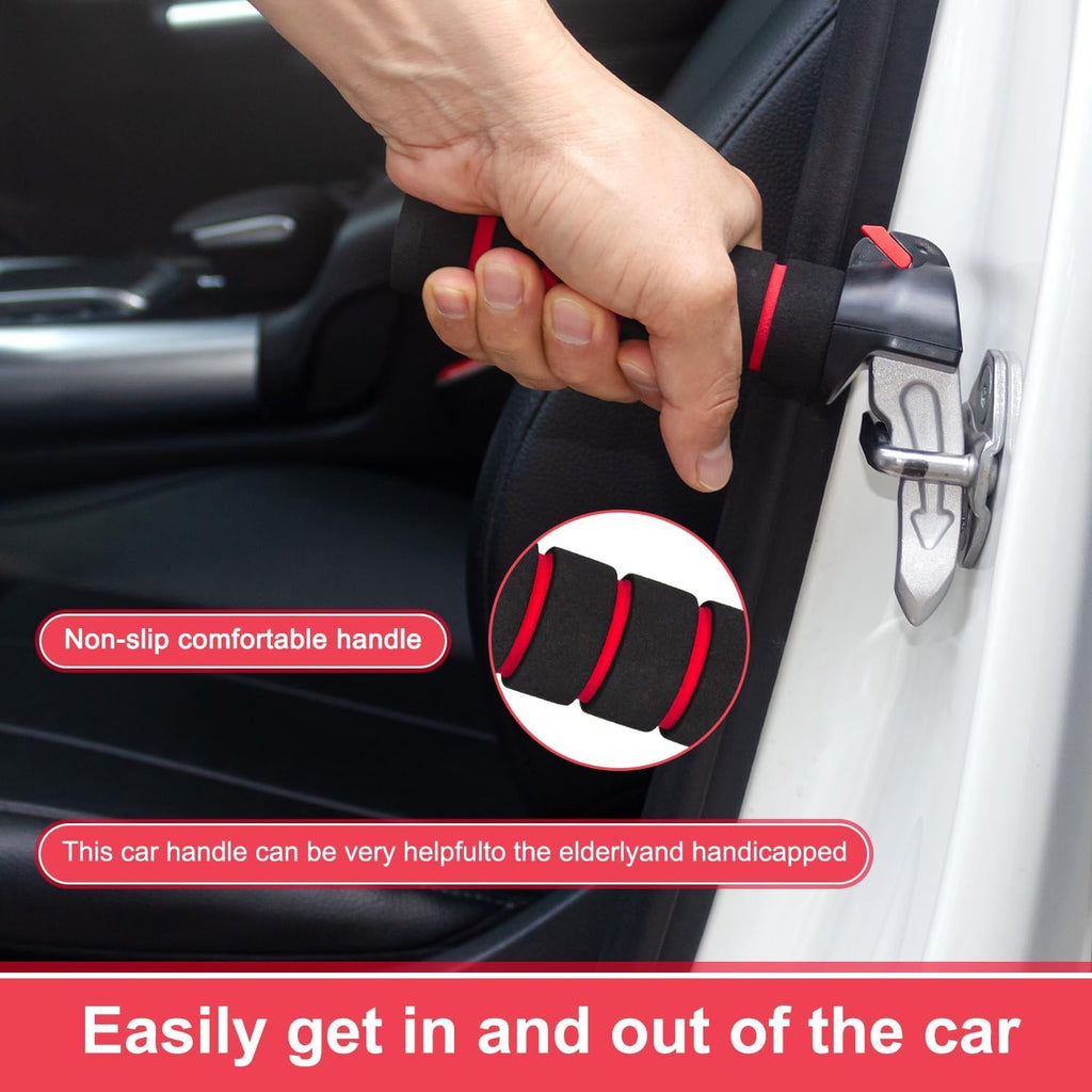 3 in 1 Car Door Handle for Disabled Elderly,Car Handle Mobility Aid,Car Handle Assist Support Multifunction,Latch Handle for Seniors and Handicap (1 Pack-Red)