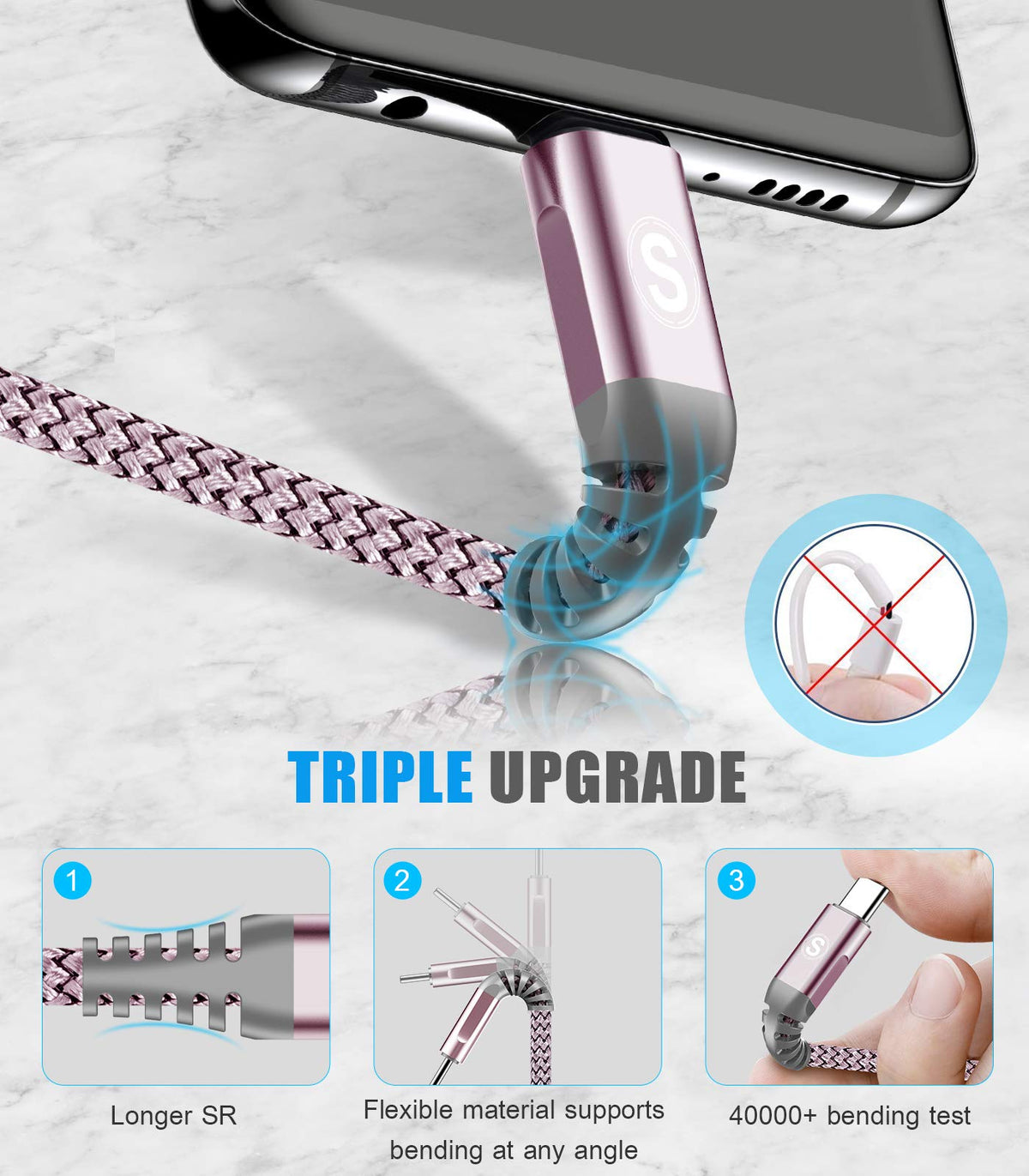 2-Pack 3m 60W USB C to USB C Charger Cable, PD Type C Super Fast Charging for iPhone 16 15 MacBook iPad Pro, Samsung Flip Fold 7 6 5 S25 S24 S23 Ultra, Steam Deck, Nintendo Switch etc