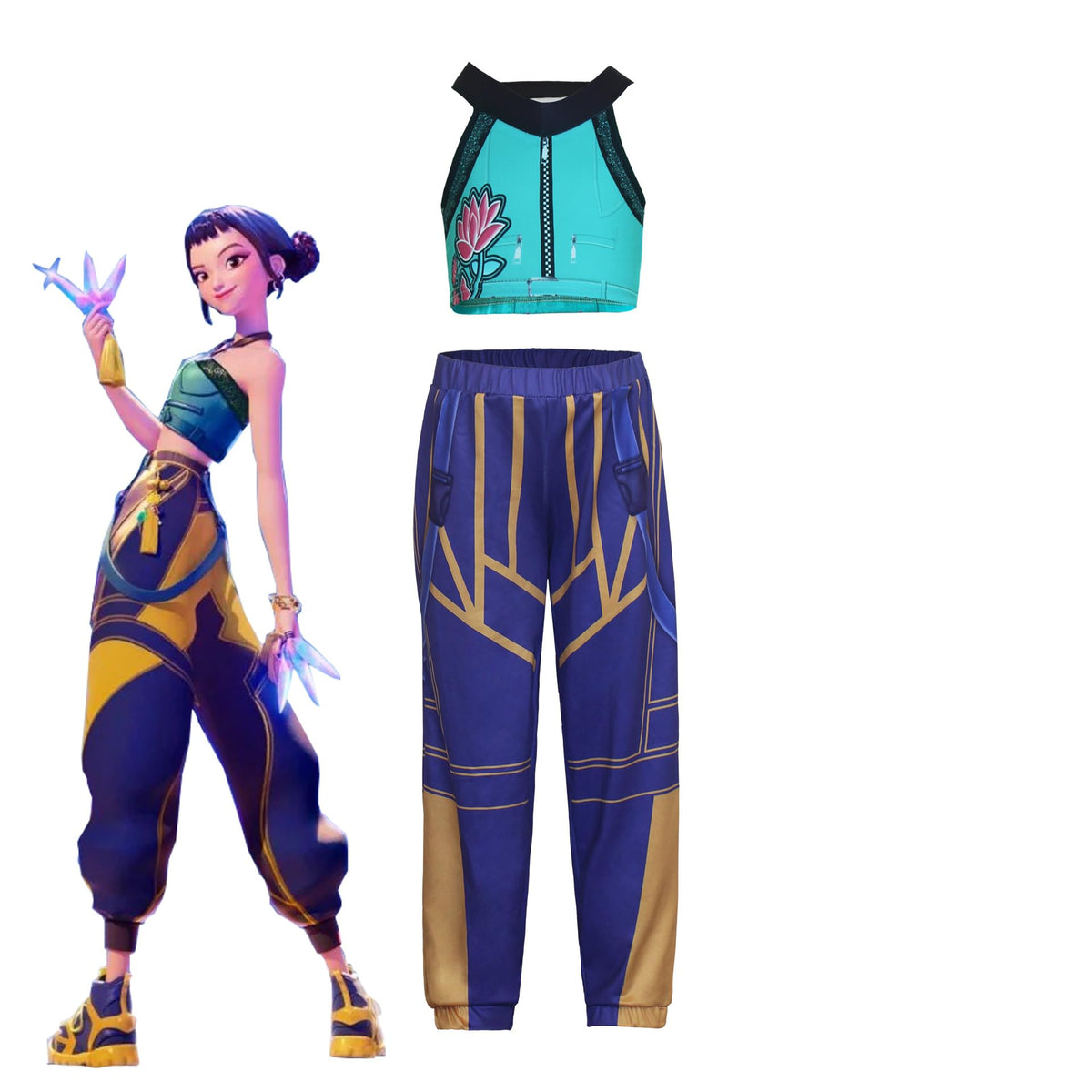 Demon Girls Cosplay Halloween Hunters Costume Top and Pants Set for 3–14 Yrs Events and Parties