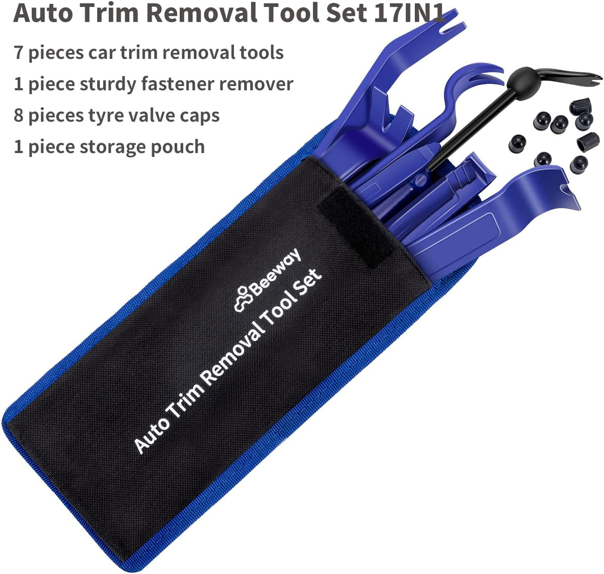 BEEWAY Car Trim Removal Tool Kit 17-in-1, Auto Upholstery Panel Tools