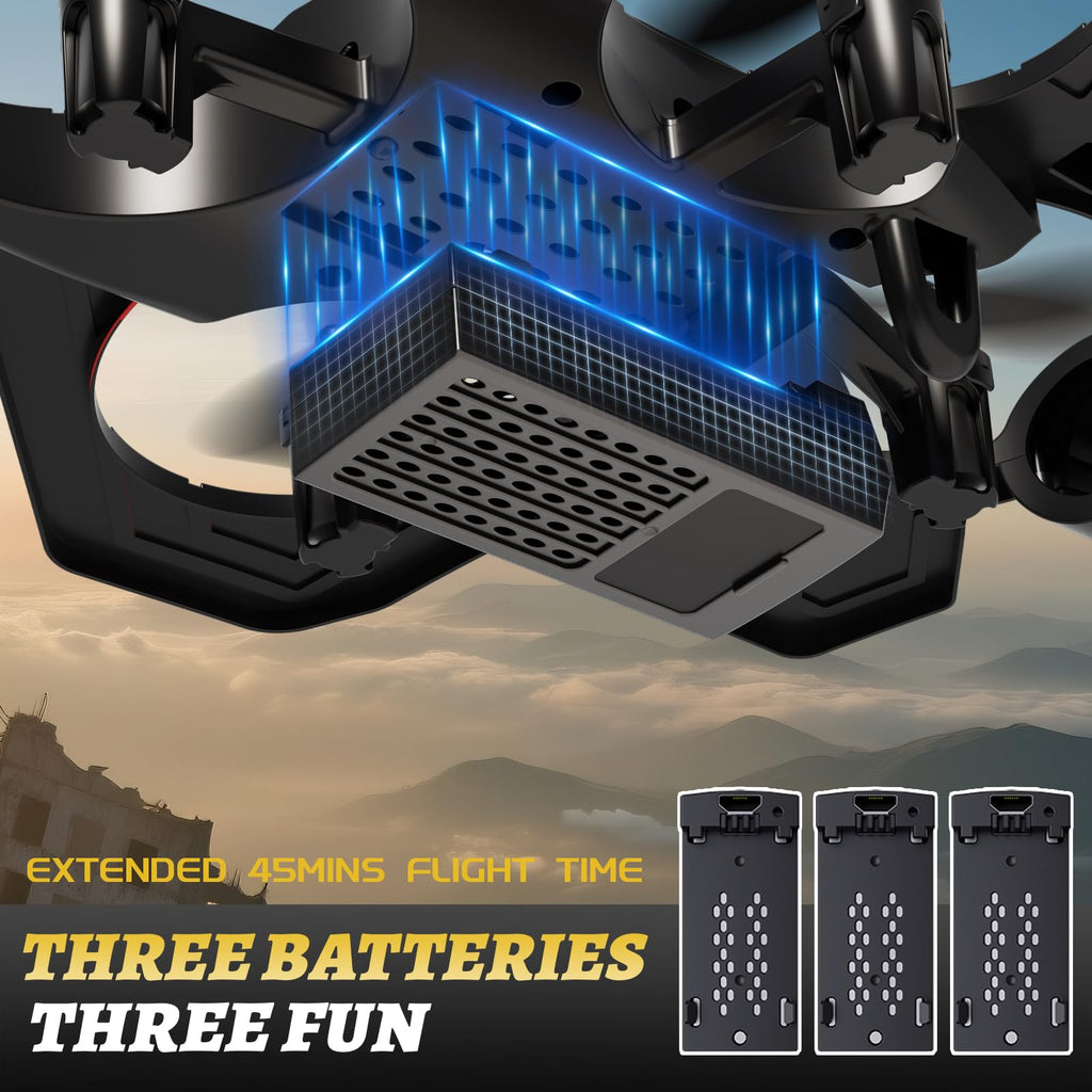 RC Planes Remote Control Airplanes Drones for Kids Adults,Black,3Batteries