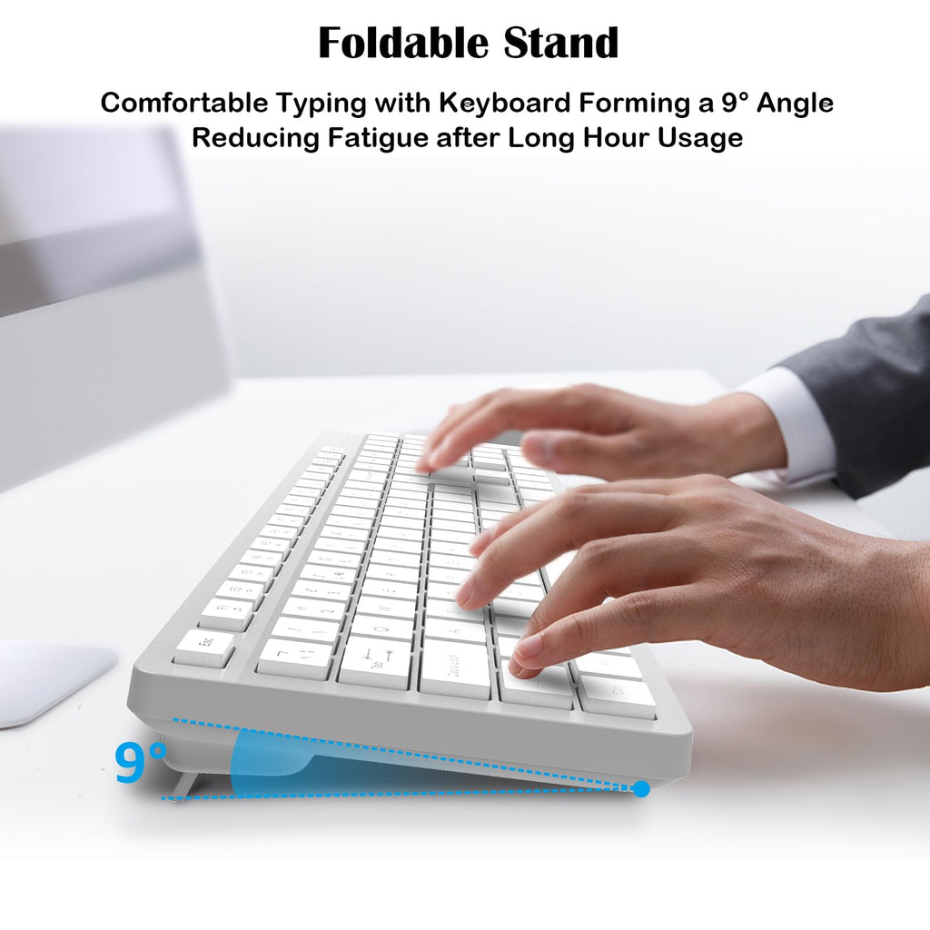 LeadsaiL Wireless Keyboard and Mouse Set, 2.4GHz USB Computer Keyboards and Mouse Combo, Ergonomic Design with 12 Multimedia Shortcuts for HP/Lenovo Laptop and Mac-Pink