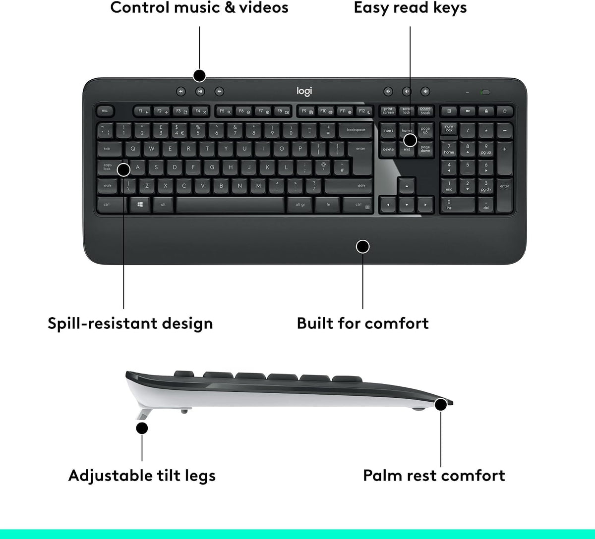 Logitech MK540 Advanced Wireless Keyboard and Mouse Combo for Windows