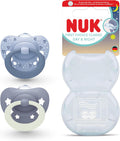 NUK First Choice Classic Night Baby Dummies | 0-6 Months | Orthodontic Soothers that Glow in the Dark | 95% Baby Acceptance** | Blue | 2 Count