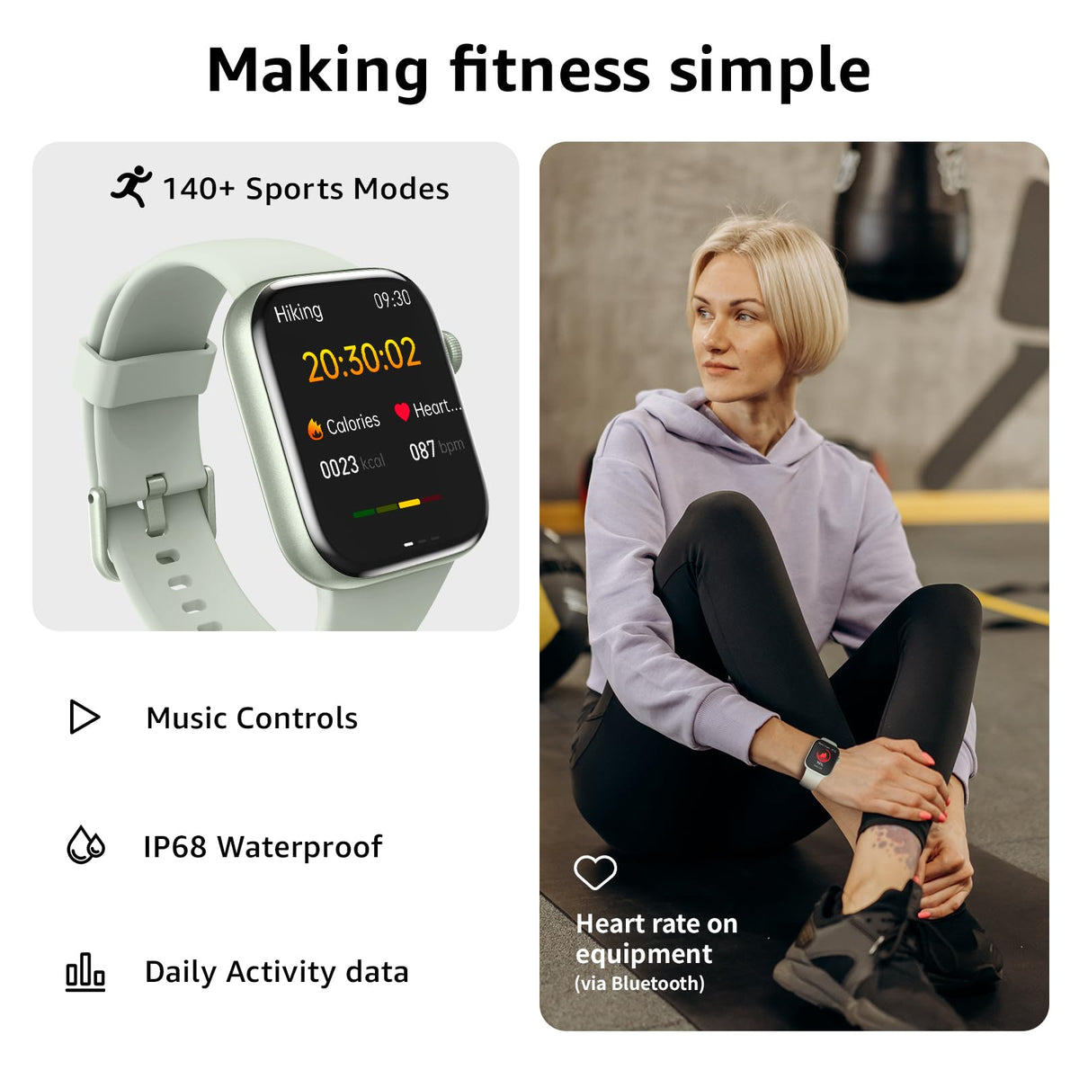 AcclaFit Smart Watch for Men Women Answer/Make Call, 1.85" Smartwatch, Fitness Watch with Heart Rate Blood Pressure Sleep Monitor, IP68 Waterproof Step Counter Compatible with Android IOS Orange