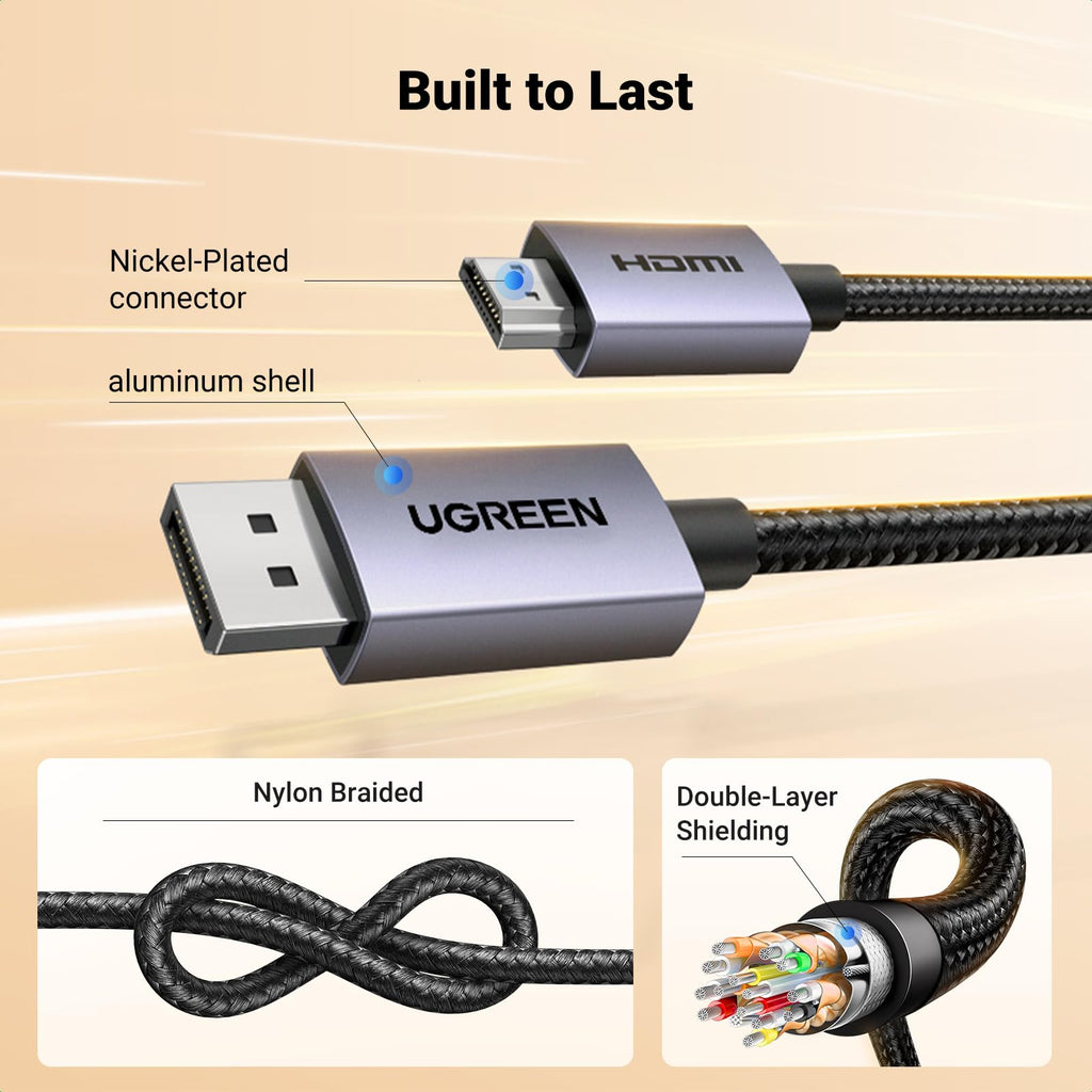 UGREEN 4K Displayport to HDMI Cable 3M Unidirectional Braided DP to HDMI