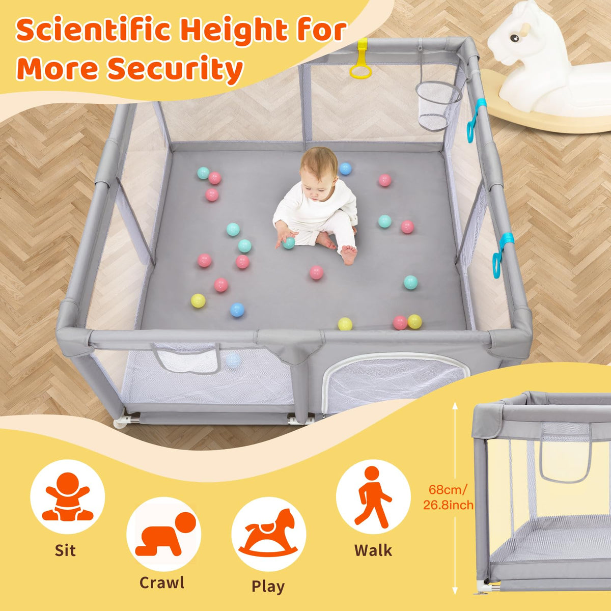 CHOLY Baby Playpen for Babies and Toddlers, Durable Play Pen