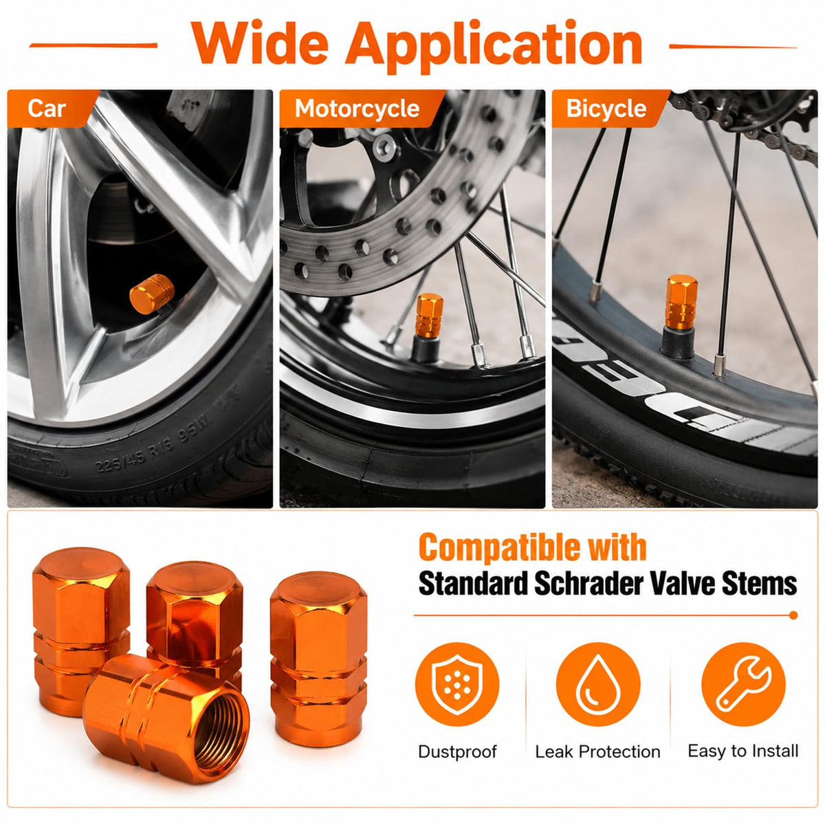 Aluminum Tire Valve Caps,8 Pcs Dustproof Stem Covers