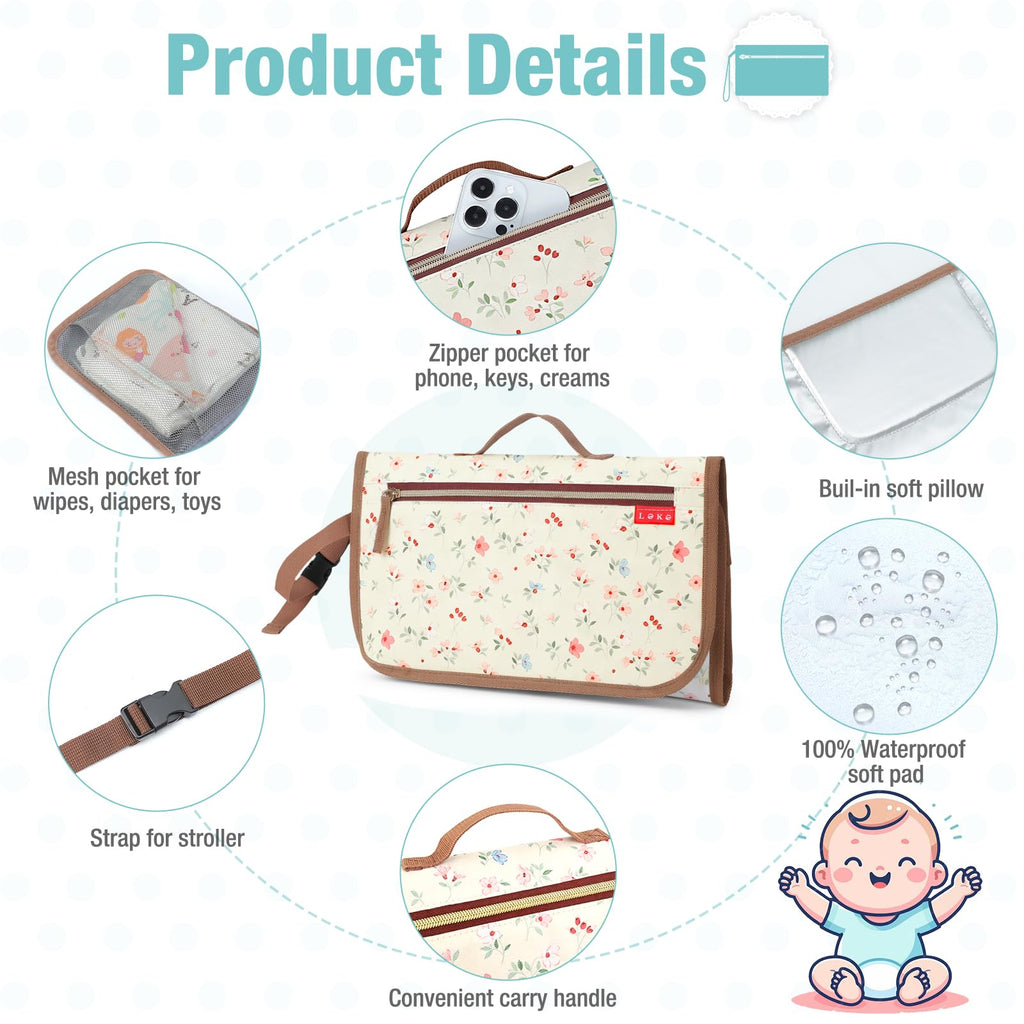 Lekebaby Portable Nappy Changing Mat Travel Baby Change Mat