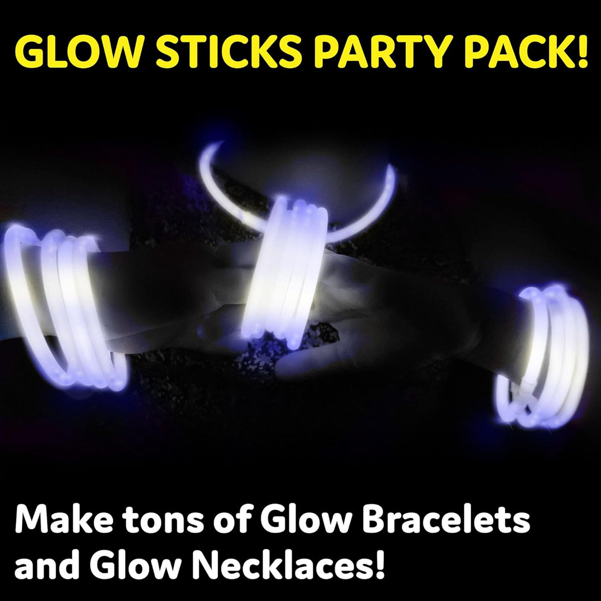 PartySticks Glow Sticks Halloween Party Supplies 100pk - 8 Inch Glow in the Dark Light Up Sticks Party Favors, Glow Party Decorations, Neon Party Glow Necklaces and Glow Bracelets with Connectors