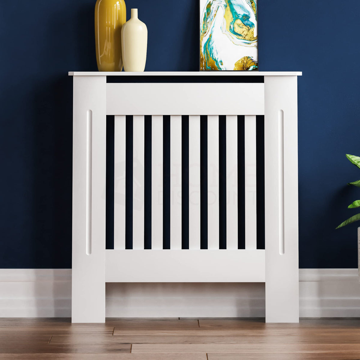 Vida Designs Chelsea Radiator Cover White - Medium - Modern Vertical Slat Design For Optimal Heat Circulation - H82xW111xD19cm - Painted MDF Cabinet Ideal For Living Room & Hallway