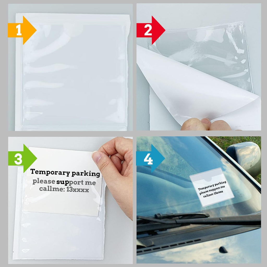 2 Car Tax Disc Holder, Self Adhesive Car Tax Disc Case Clear Permit Holder