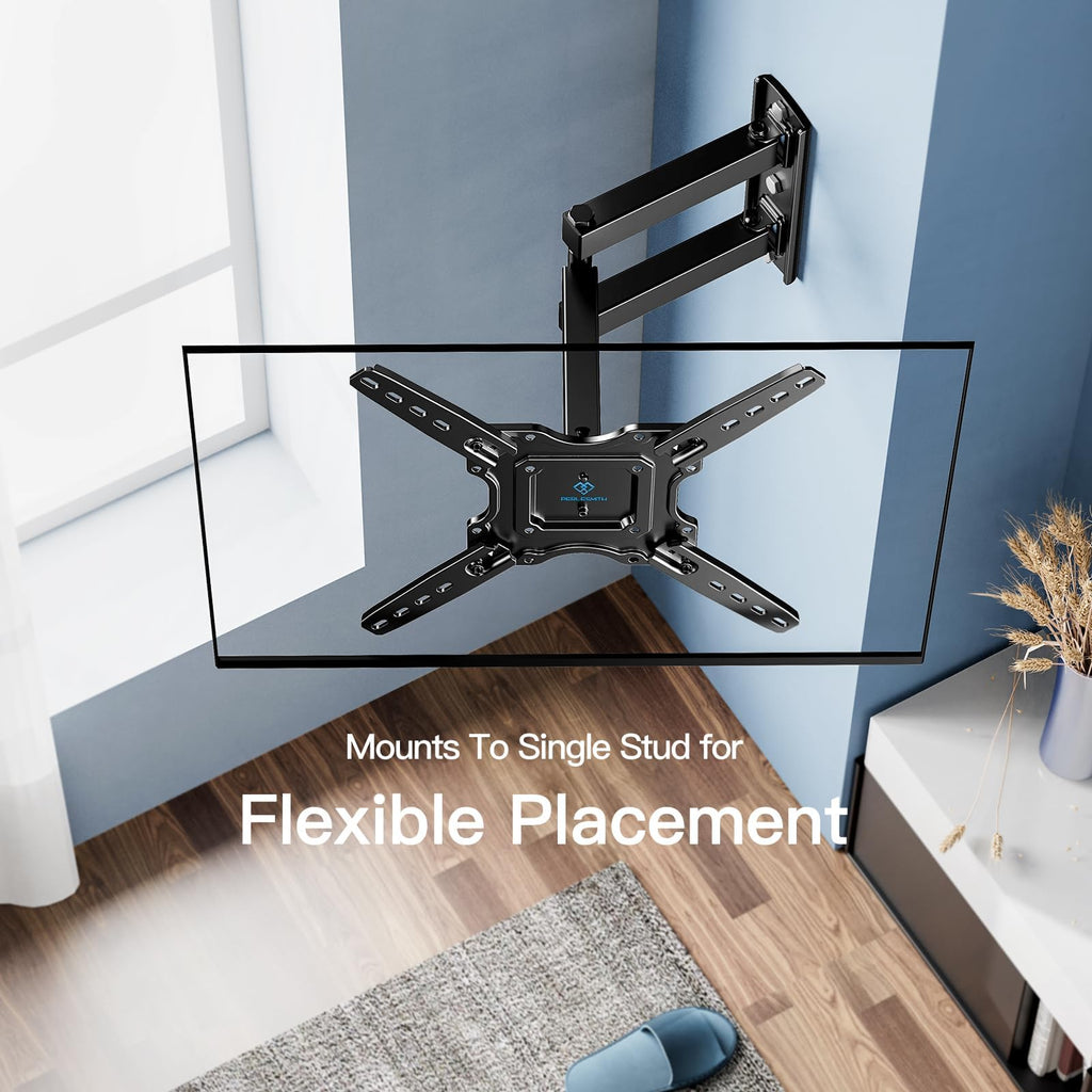 PERLESMITH TV Wall Bracket for 13-43 inch TVs, Swivel Tilt Extend Wall Mount for Flat & Curved TV up to 20kg, Max.VESA 200x200mm