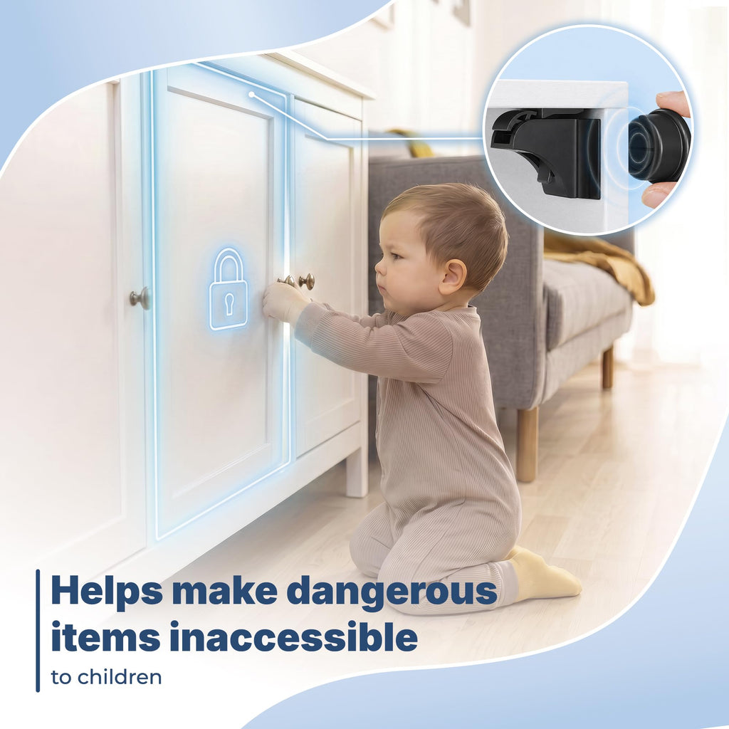 Hoffenbach – 20 Locks & 4 Keys – Magnetic Cupboard Locks – Child Safety Locks for Cabinets, Drawers & Kitchen – Invisible Baby Proofing with Magnet for Doors & Cupboards – White