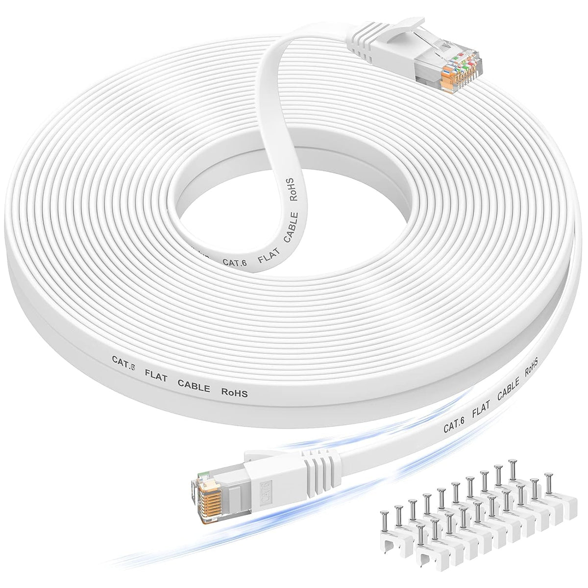 Ethernet Cable 30M, Cat6/Cat 6e Long Internet Cable,Flat Network Patch Cord