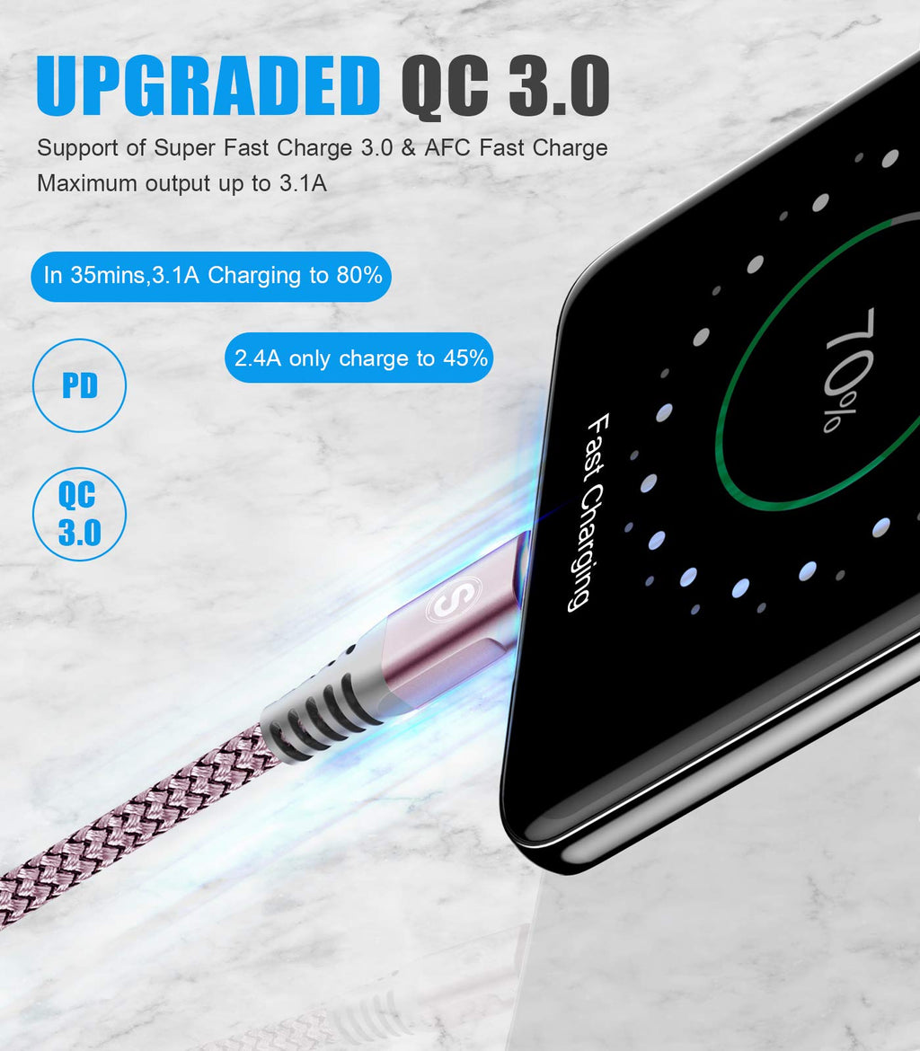 2-Pack 3m 60W USB C to USB C Charger Cable, PD Type C Super Fast Charging for iPhone 16 15 MacBook iPad Pro, Samsung Flip Fold 7 6 5 S25 S24 S23 Ultra, Steam Deck, Nintendo Switch etc