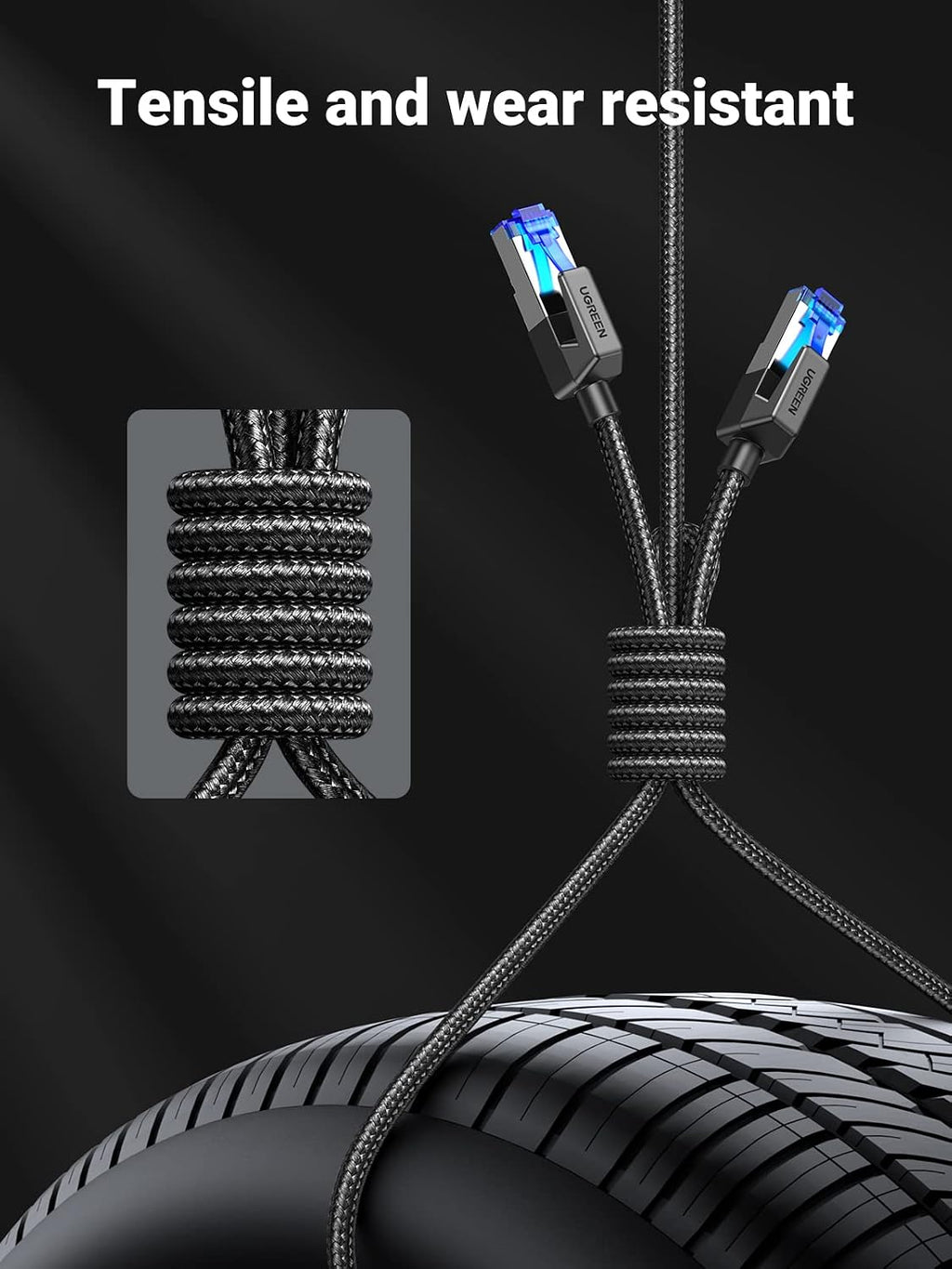 UGREEN Ethernet Cable 1m, Cat 8 High-Speed 40Gbps Internet Cable Braided