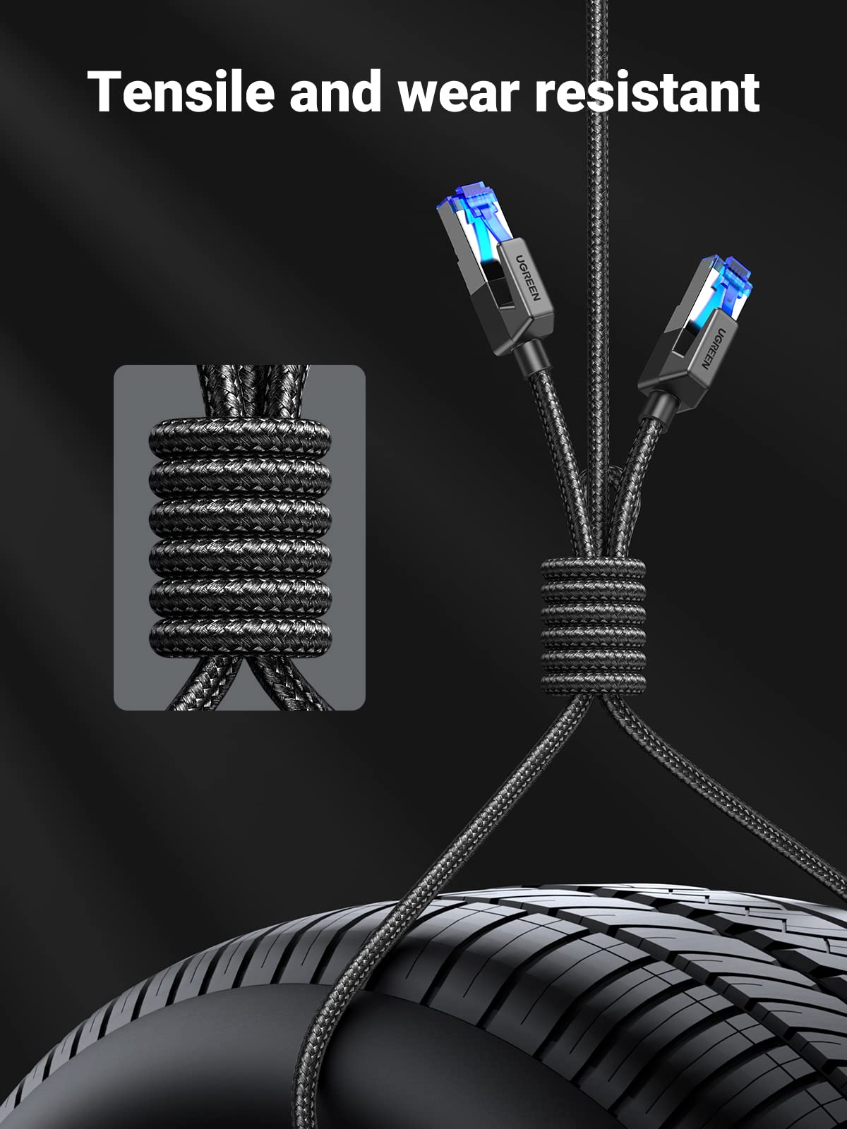 UGREEN Ethernet Cable 1m, Cat 8 High-Speed 40Gbps Internet Cable Braided