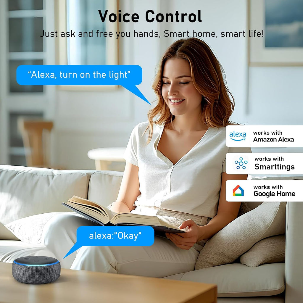 Smart Plug, TVLIVE 4 Pack Smart Plugs Work that with Alexa (Echo/Echo Dot), Google Home Voice Control, Energy Monitoring, Remote Control, Timer & Schedule Function, Device Sharing, Wifi Plug Socket UK