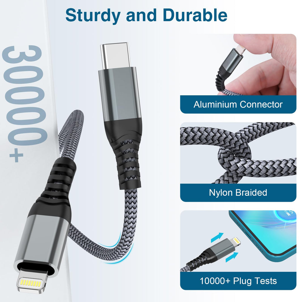 USB C to Lightning Cable,2Pack 1.8M MFi Certified iPhone Fast Charger Cable