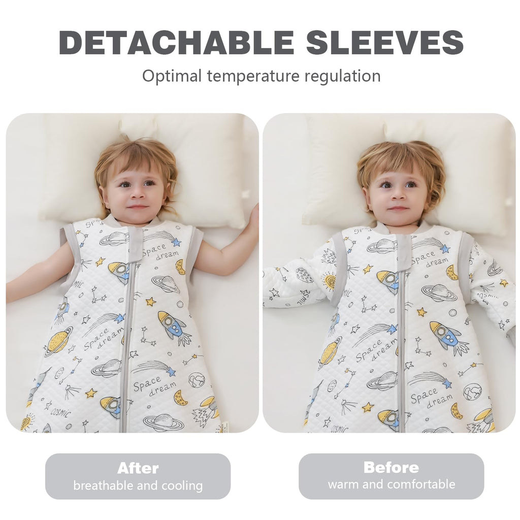 Baby Sleeping Bag with Feet, 2.0 Tog, Removable Sleeves 6-18 months