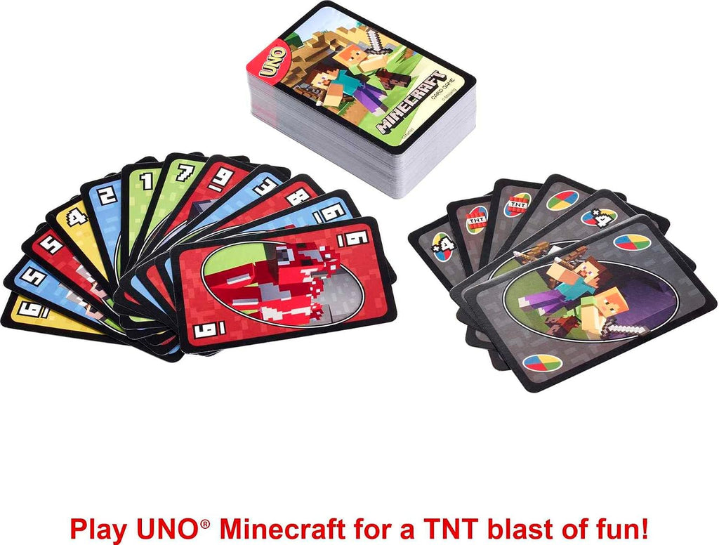 Mattel Games UNO Minecraft Card Game with Storage Tin,Ages 7+