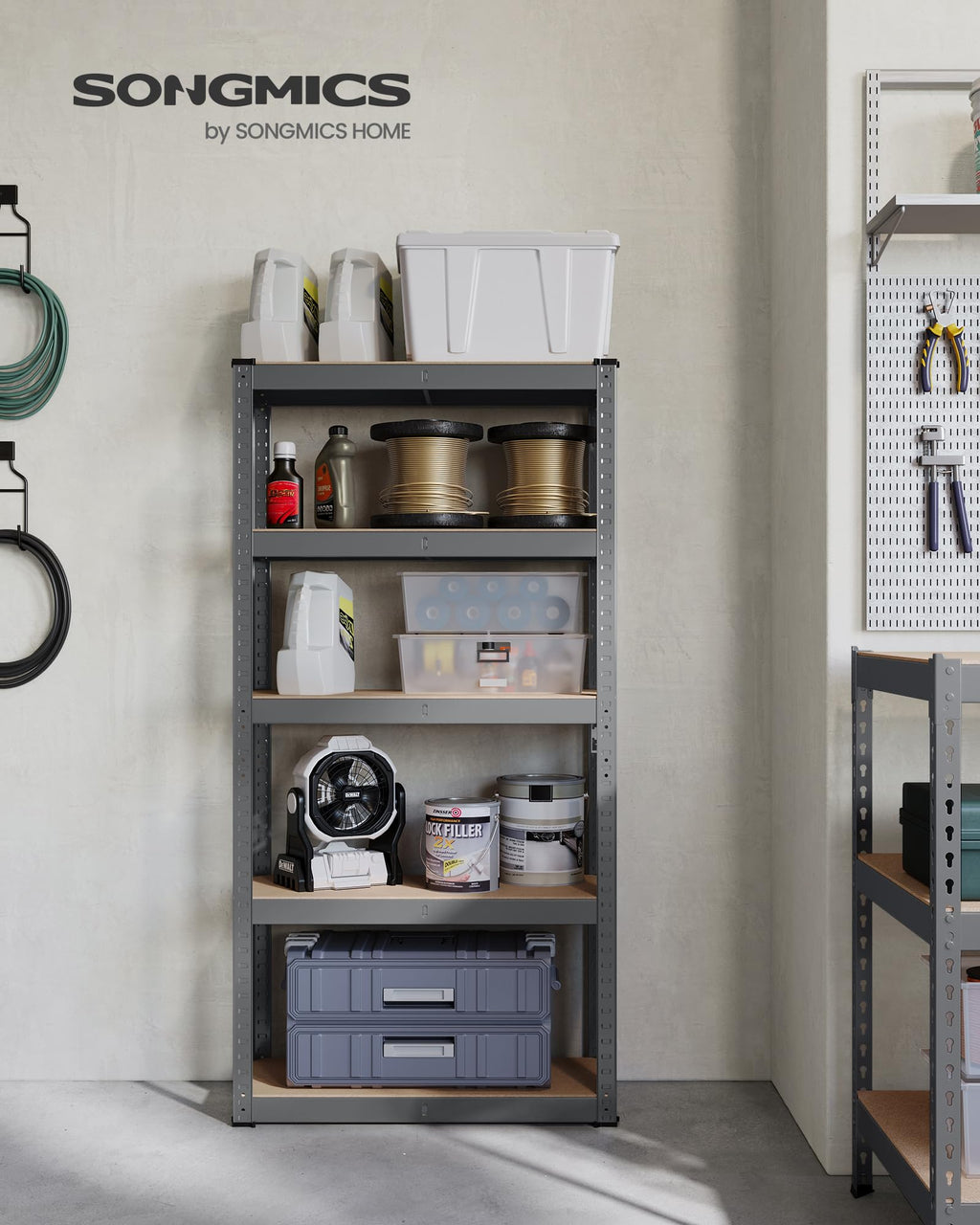 SONGMICS 5-Tier Heavy-Duty Shelving Units, Set of 2, Boltless Assembly