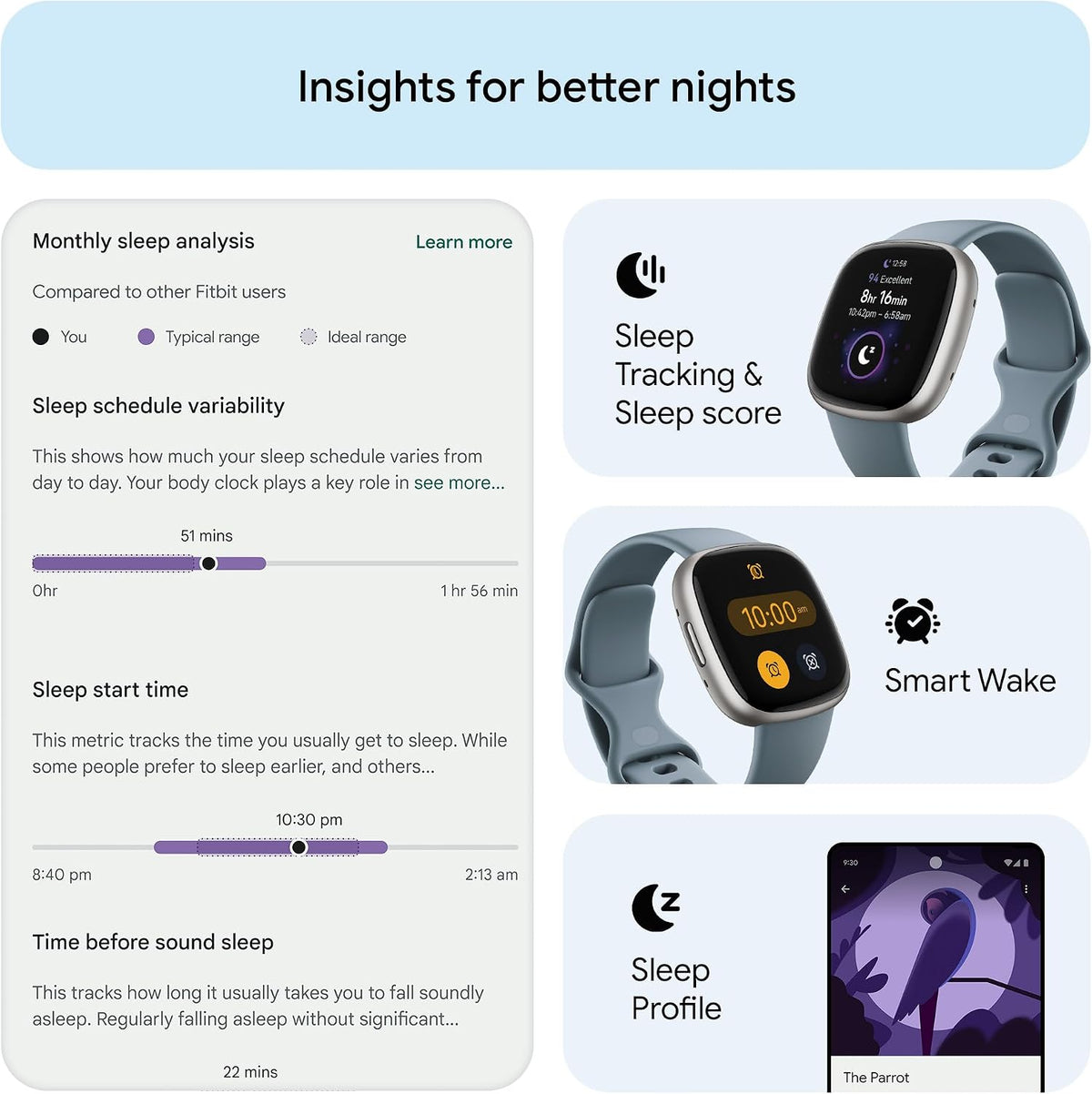 Google Fitbit Versa 4 Fitness Smartwatch with built-in GPS and up to 6 days battery life - compatible with iOS 15 or higher & Android OS 9.0 or higher, Waterfall Blue/Platinum