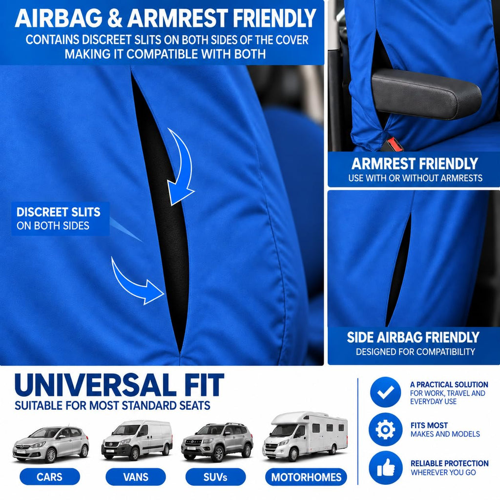 BLKWPSPFP920 Heavy Duty Black Waterproof Car Seat Covers/Protectors - 2 x Fronts