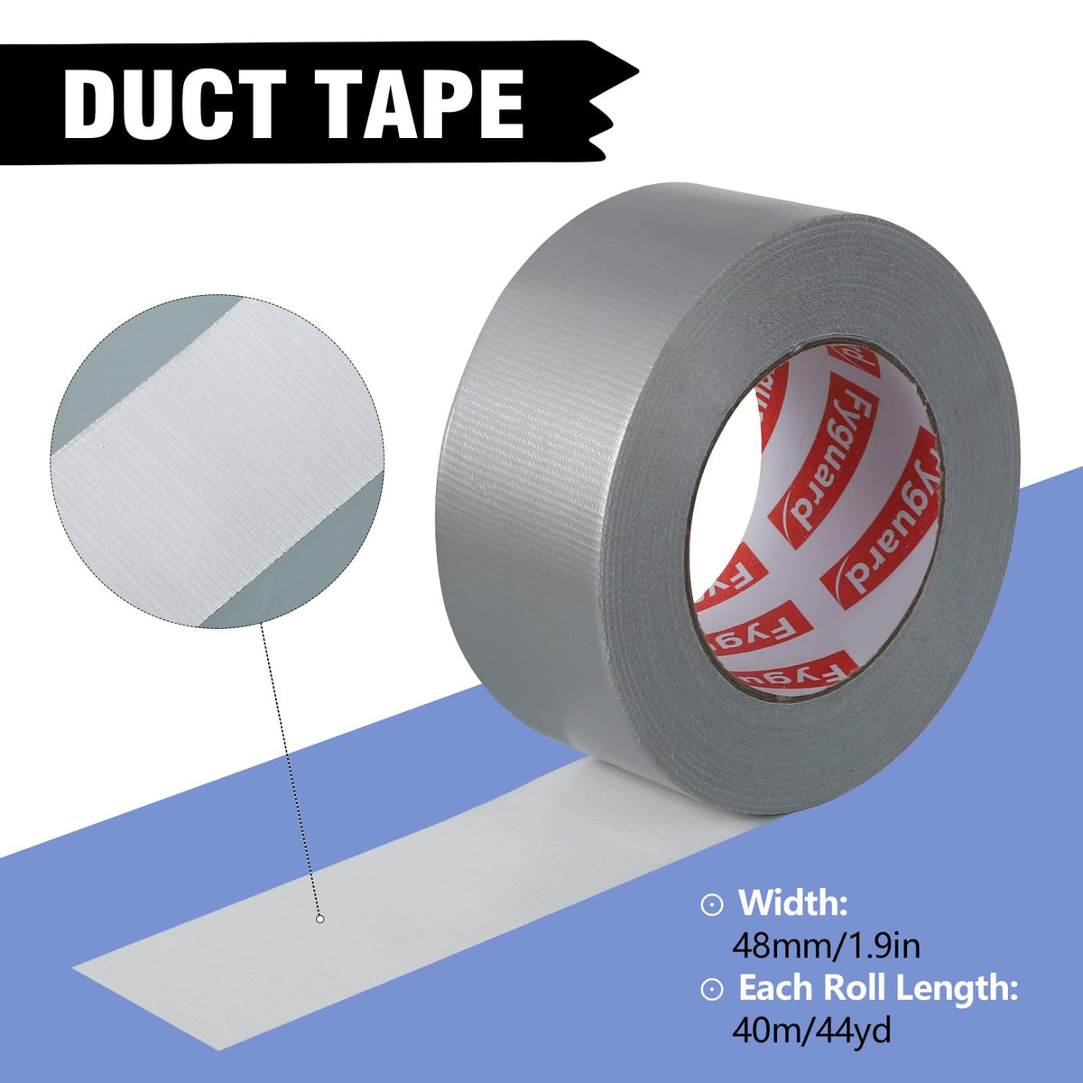 Black Duct Tape, 48mm x 54m (Pack of 3) Gaffer Tape Heavy Duty 8.5Mil