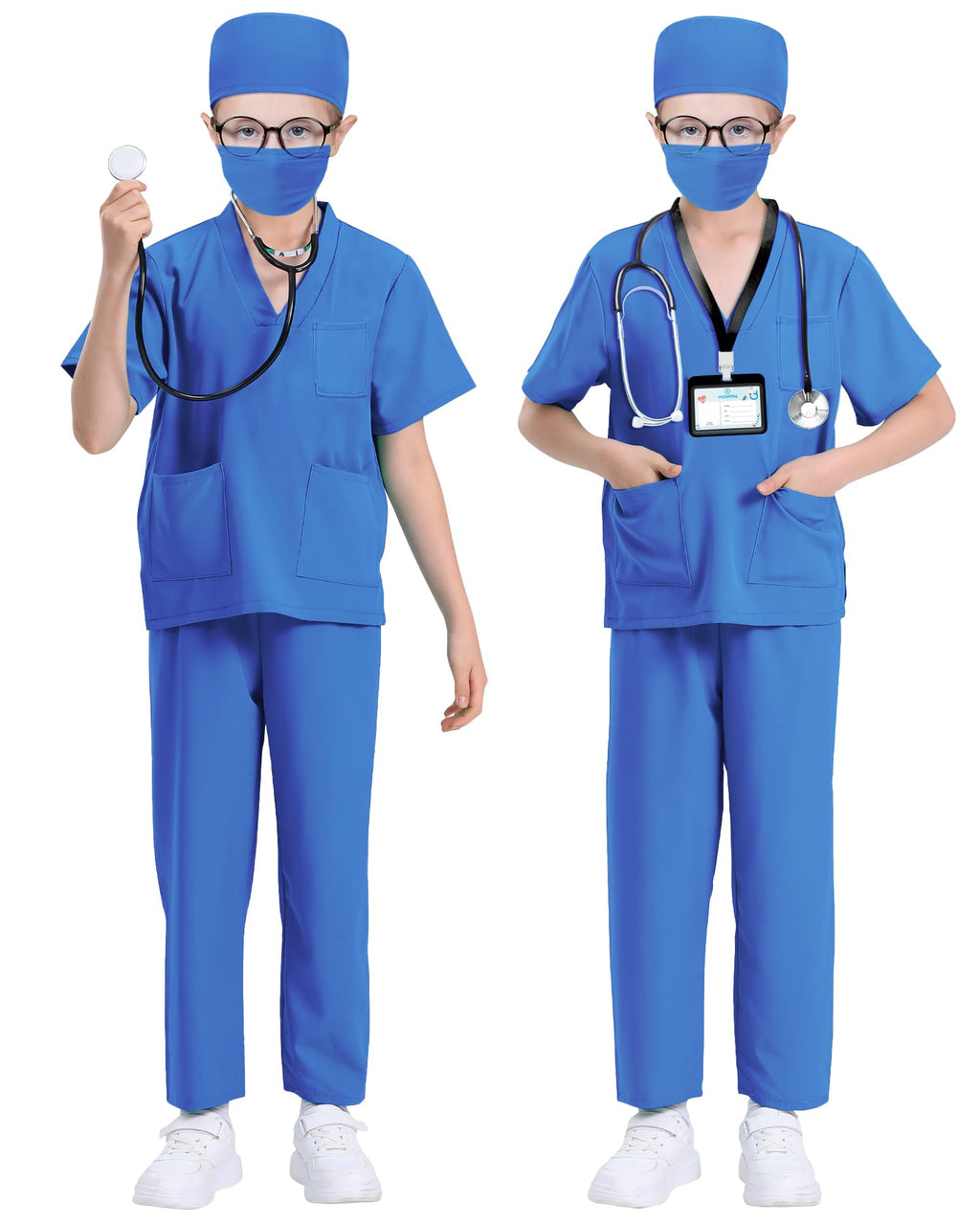 ICECUTE Doctor Scrubs for Kids,7 Pcs Scrubs Costume with Accessories 3-11Y