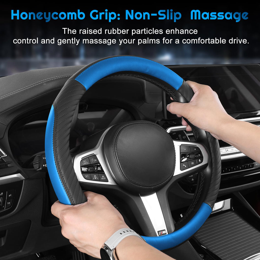 Universal Car Steering Wheel Cover Leather 37-38 cm Soft Microfiber - Gray