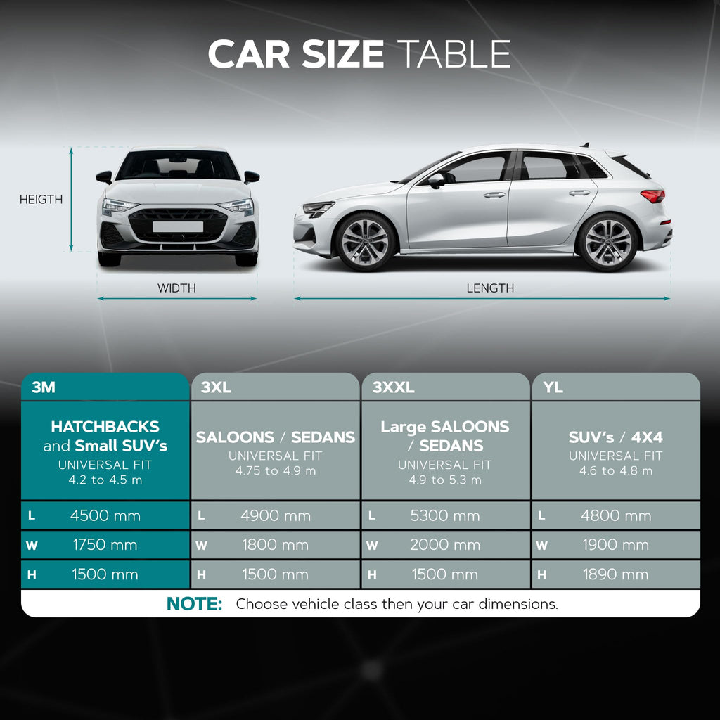 VORSPRUNG® Universal Car Cover(4 Sizes)| Driver Side Zip | Waterproof All Weather| Snow/Sun/Wind Proof |UV Protection Outdoor | Full Fitted |Length 487-530cm | Large Saloons, Executive & Estate Cars