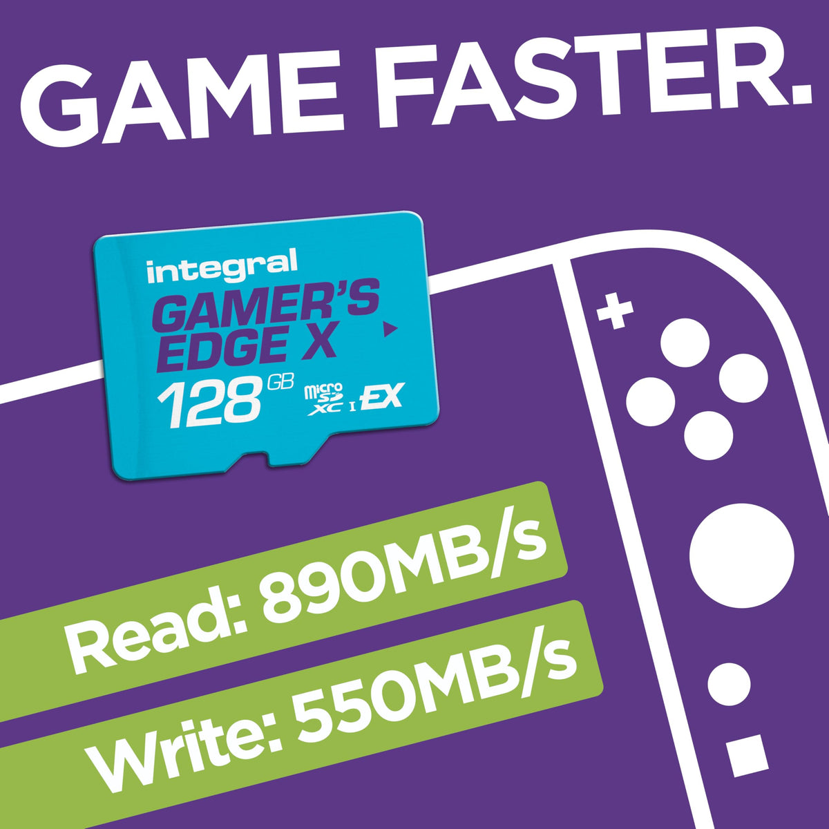 Integral 256GB Gamer's Edge X Micro SD Express Card for Nintendo Switch 2, up to 890MB/s Read, 750MB/s Write, 4K Video, A1, NVMe PCIe, High-Speed Gaming, Reduce Download Times, Ultra-fast Storage