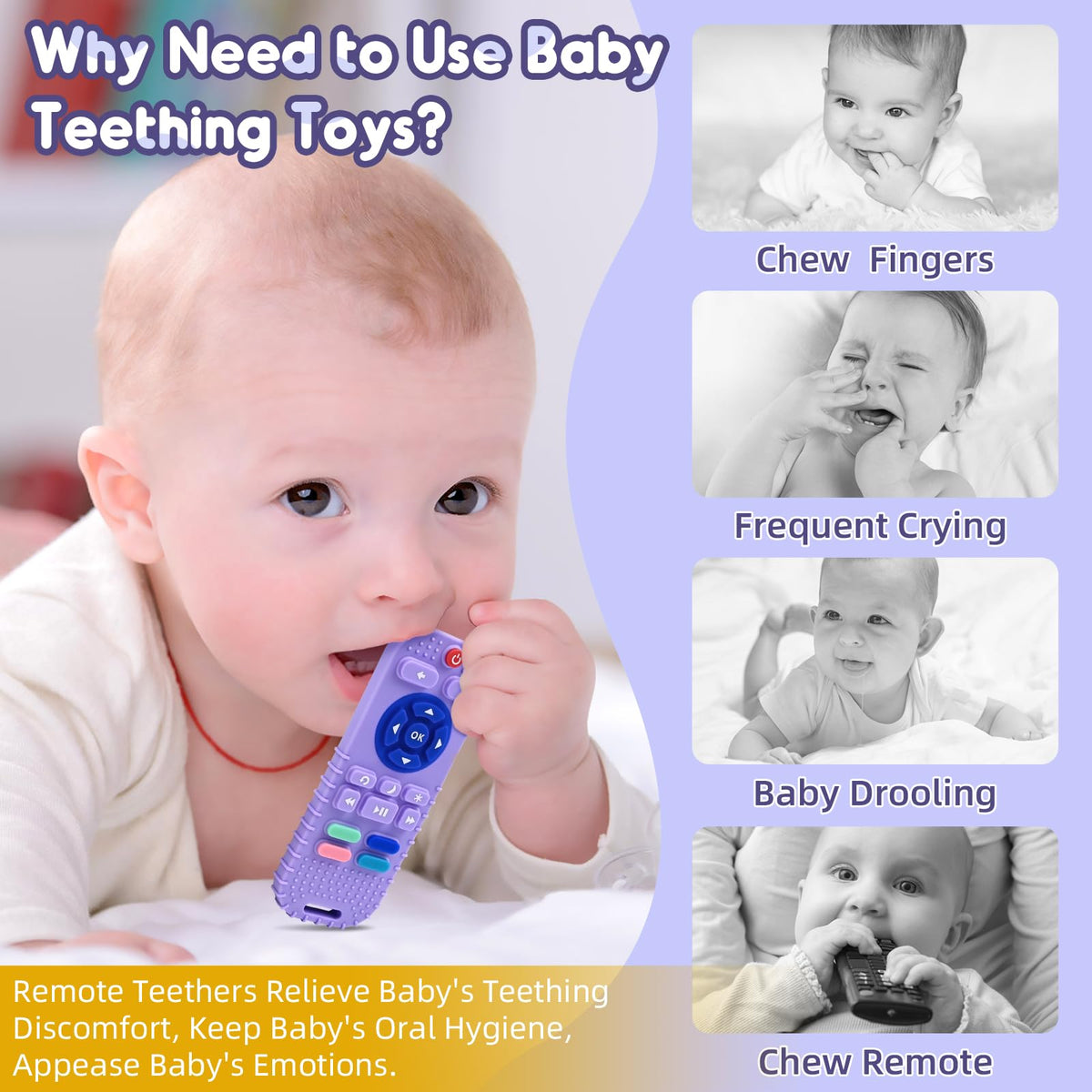 Teething Relief Teethers Toys for Babies 3-6 12 Months Gifts, Silicone Remote Control Baby Teether Bath Toys for 3 6 9 Months Newborn Infant Boy Girl Autism, Food Grade Silicone Sensory Toys, Black