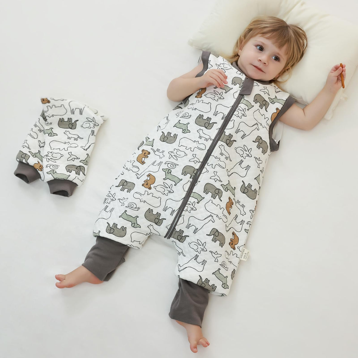 Baby Sleeping Bag with Feet, 2.0 Tog, Removable Sleeves 6-18 months
