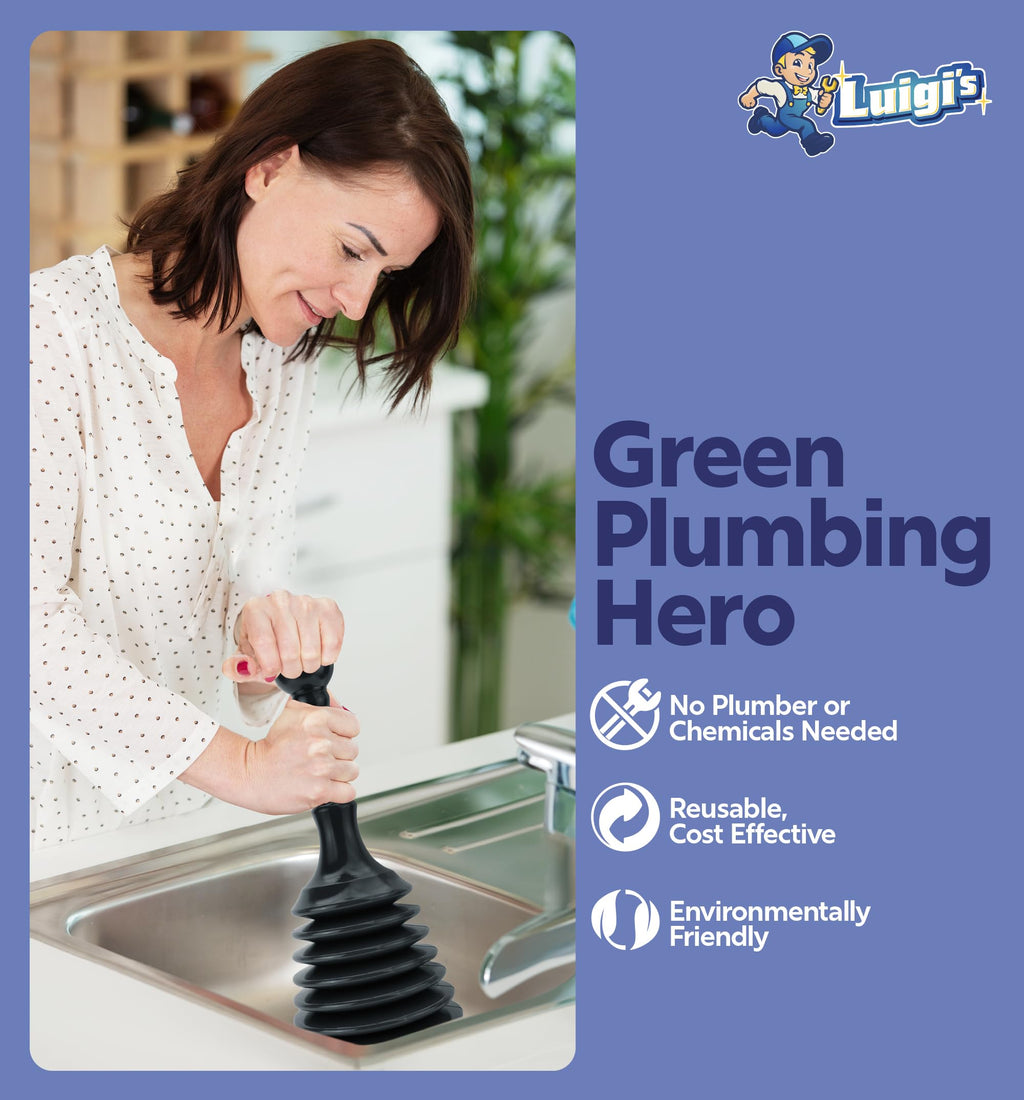 Luigi's Mini Sink Plunger for Unblocking Drains in Bathroom Kitchen Sink Bath and Shower - Small Powerful Commercial Style Plumbers Plunger - Bellow Plunger Sink Unblocker