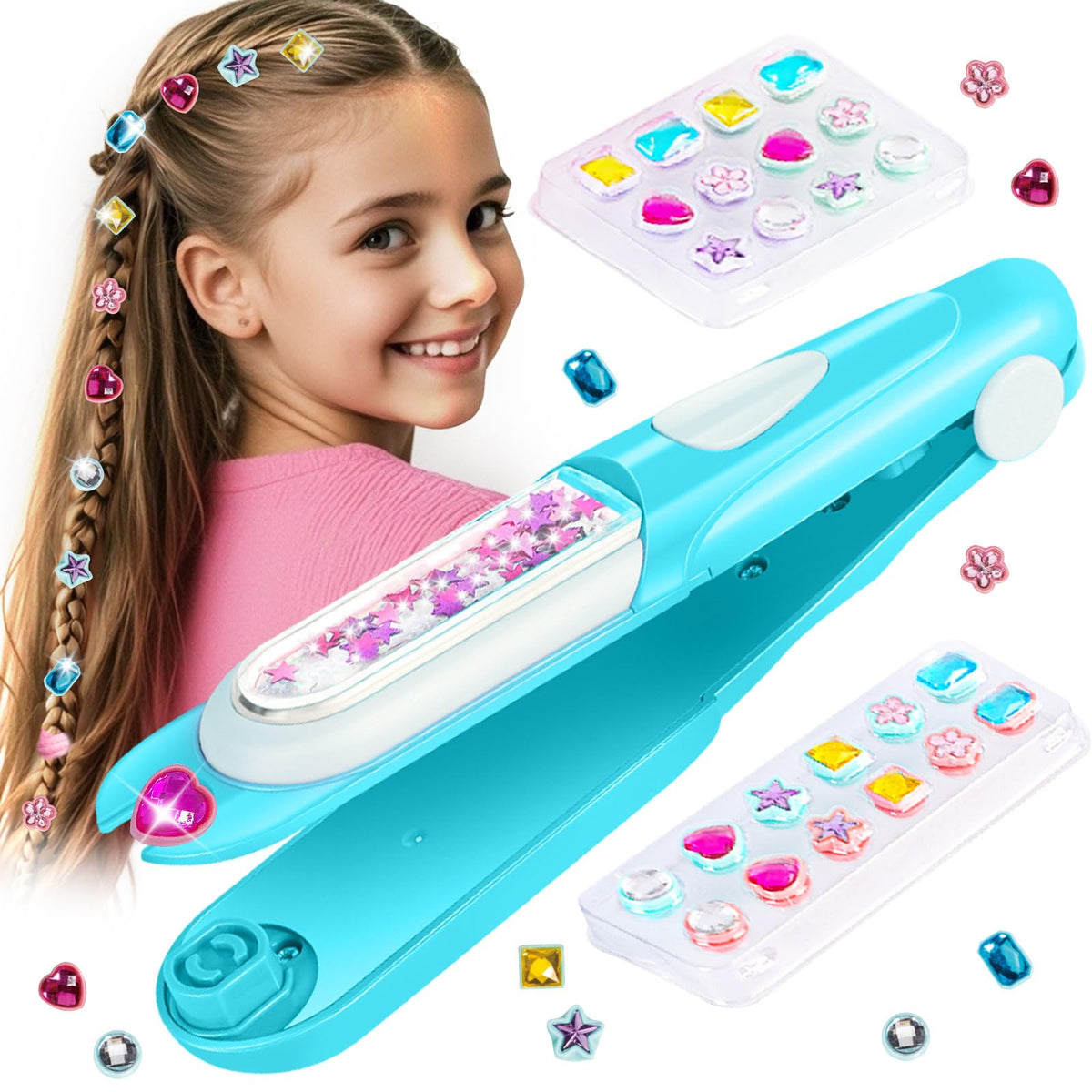kidzkube Hair Gem Stamper Kit, Birthday Toys for Girls Ages 3-12