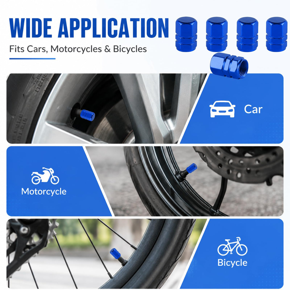 Aluminum Tire Valve Caps,8 Pcs Dustproof Stem Covers