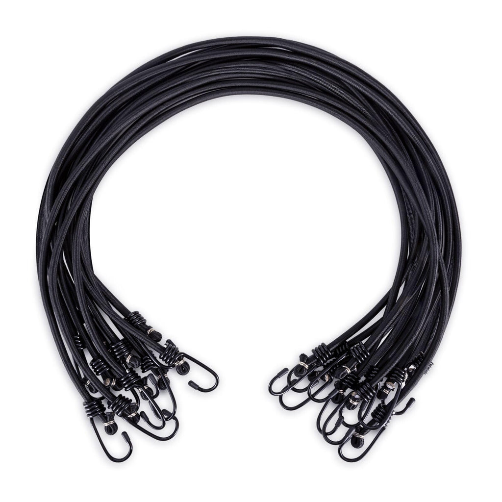 WeFine Pack of 10 Bungee Cords with Hooks Weatherproof & UV-Resistant Bungee Straps Heavy Duty Elastic Bungee Ropes for Caravan Camping RVs Trunks Luggage Racks,Black,16 inch (40CM)